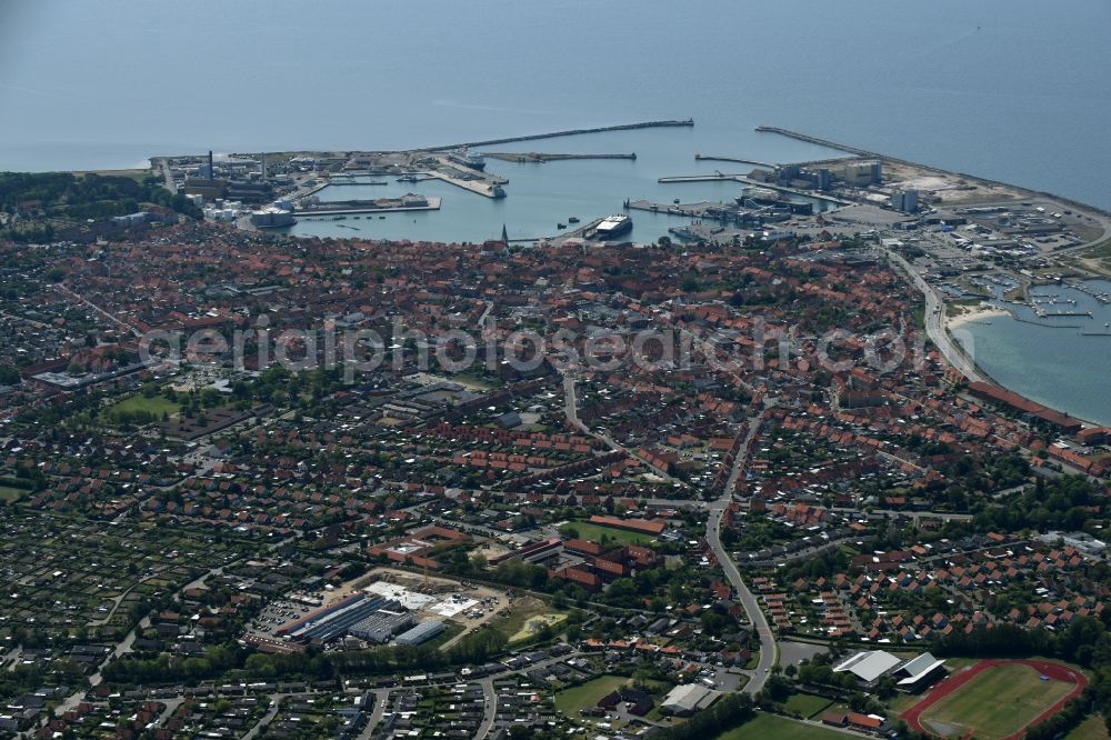 Ronne - Insel Bornholm from the bird's eye view: Townscape on the seacoast of Baltic Sea in Ronne - Bornholm Island in Region Hovedstaden, Denmark