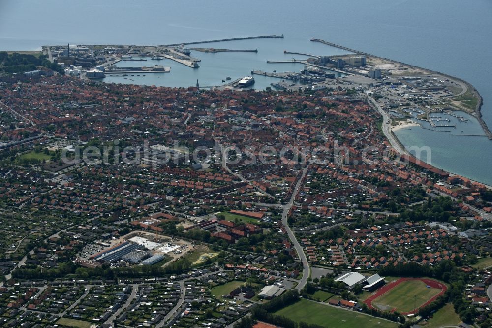 Aerial image Ronne - Insel Bornholm - Townscape on the seacoast of Baltic Sea in Ronne - Bornholm Island in Region Hovedstaden, Denmark