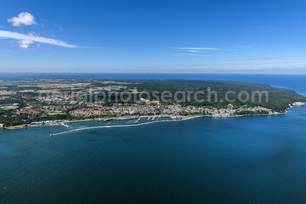 Sassnitz from the bird's eye view: Townscape on the seacoast of Baltic SeaSassnitz in the state Mecklenburg - Western Pomerania