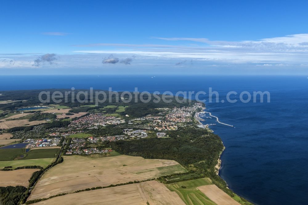 Sassnitz from the bird's eye view: Townscape on the seacoast of Baltic SeaSassnitz in the state Mecklenburg - Western Pomerania