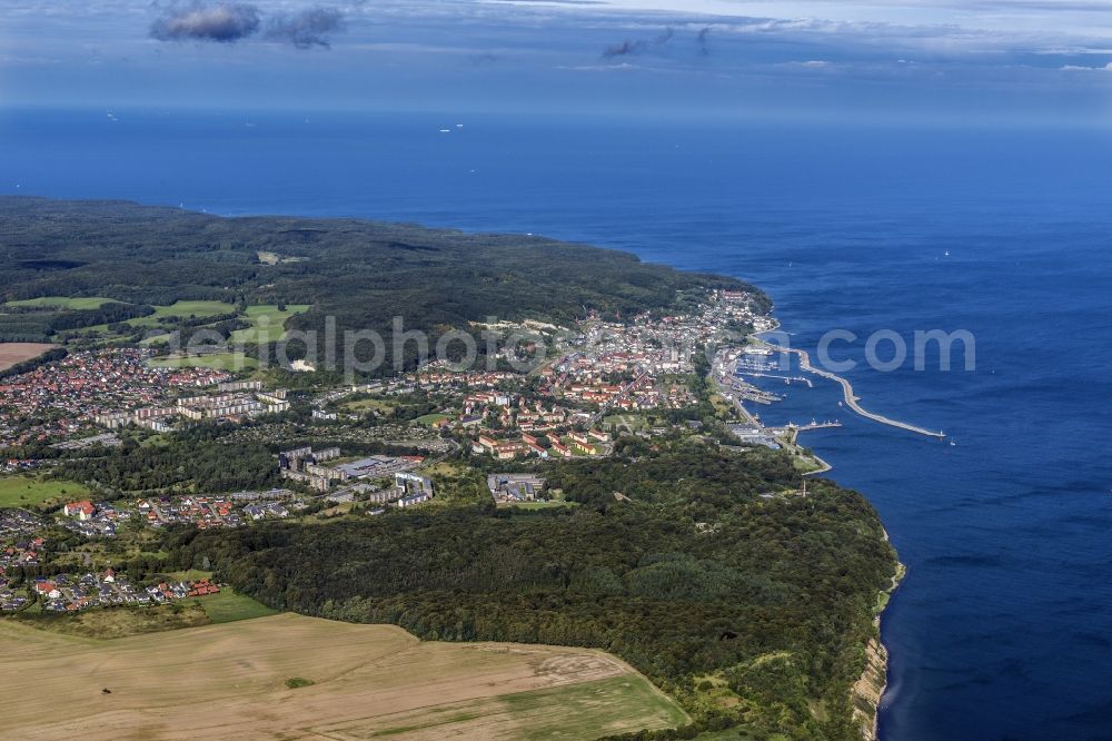 Aerial image Sassnitz - Townscape on the seacoast of Baltic SeaSassnitz in the state Mecklenburg - Western Pomerania