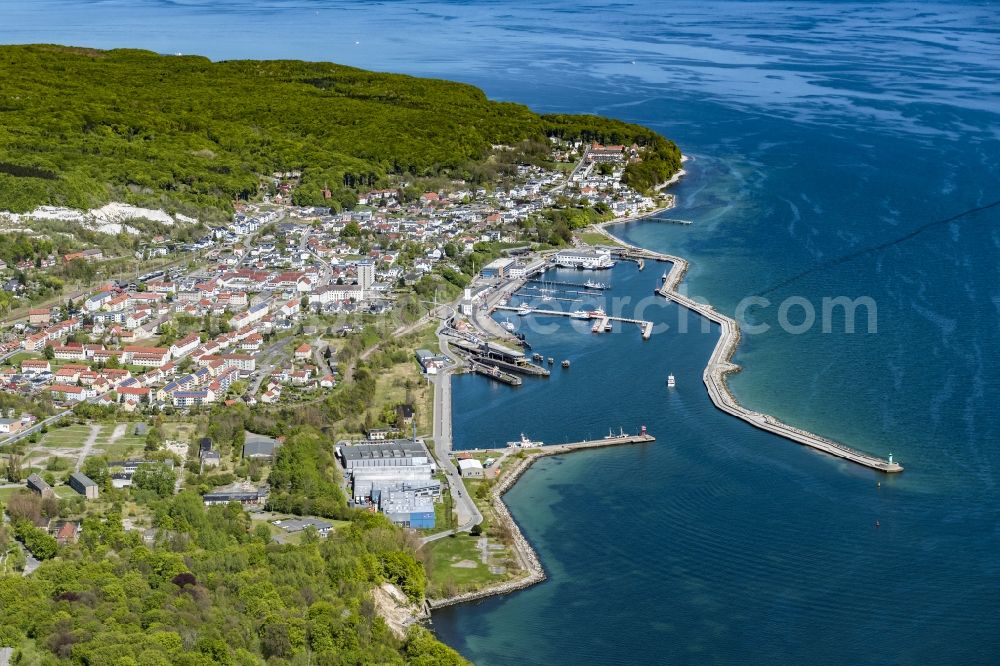 Sassnitz from the bird's eye view: Townscape on the seacoast of Baltic SeaSassnitz in the state Mecklenburg - Western Pomerania