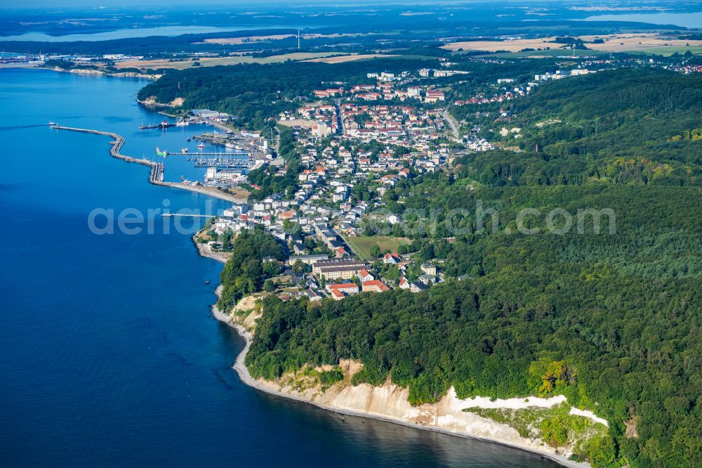 Sassnitz from the bird's eye view: Townscape on the seacoast of Baltic SeaSassnitz in the state Mecklenburg - Western Pomerania