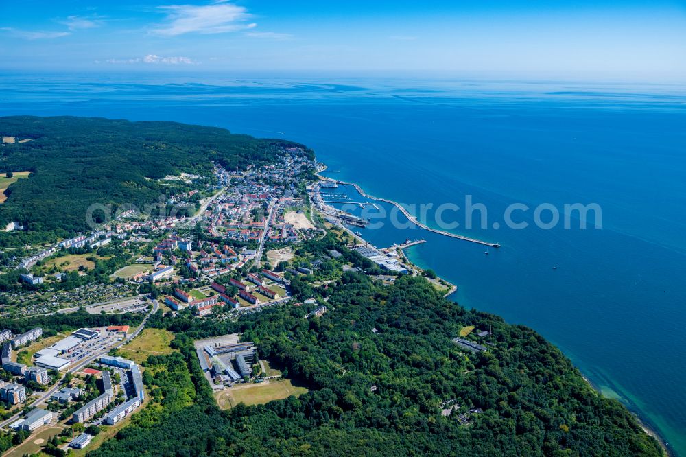 Aerial image Sassnitz - Townscape on the seacoast of Baltic SeaSassnitz in the state Mecklenburg - Western Pomerania