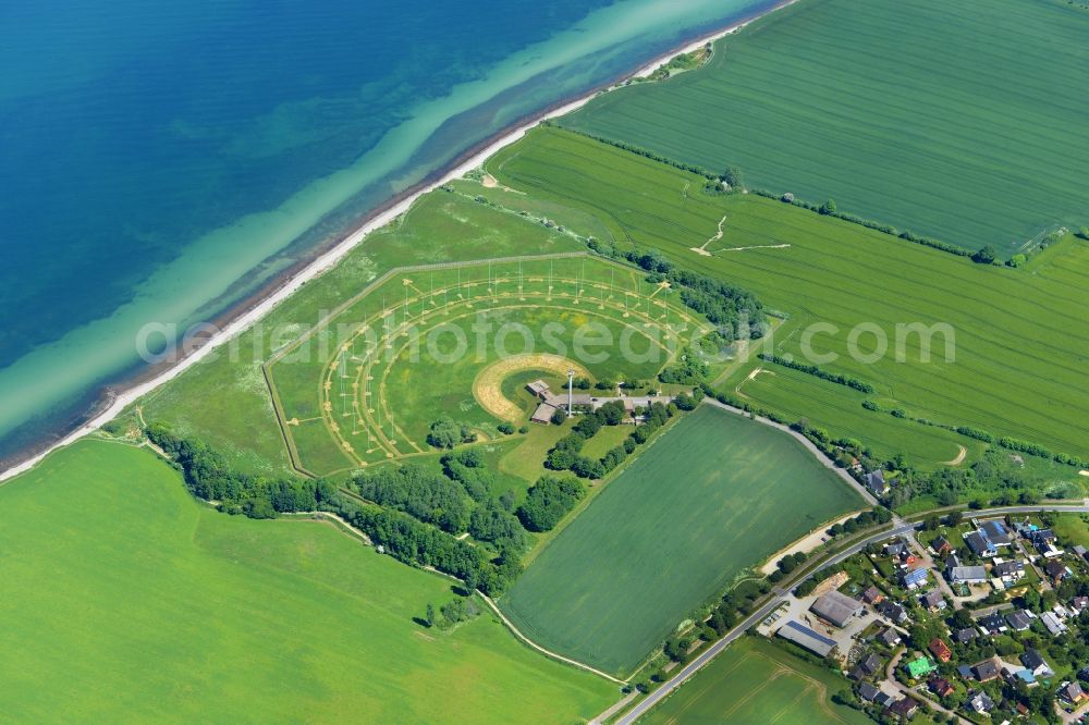 Stohl from above - Townscape on the seacoast of Baltic Sea in Stohl in the state Schleswig-Holstein