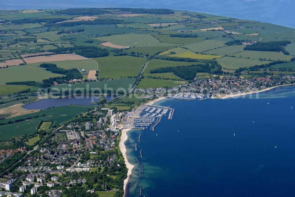 Aerial image Strande - Townscape on the seacoast of Baltic Sea in Strande in the state Schleswig-Holstein