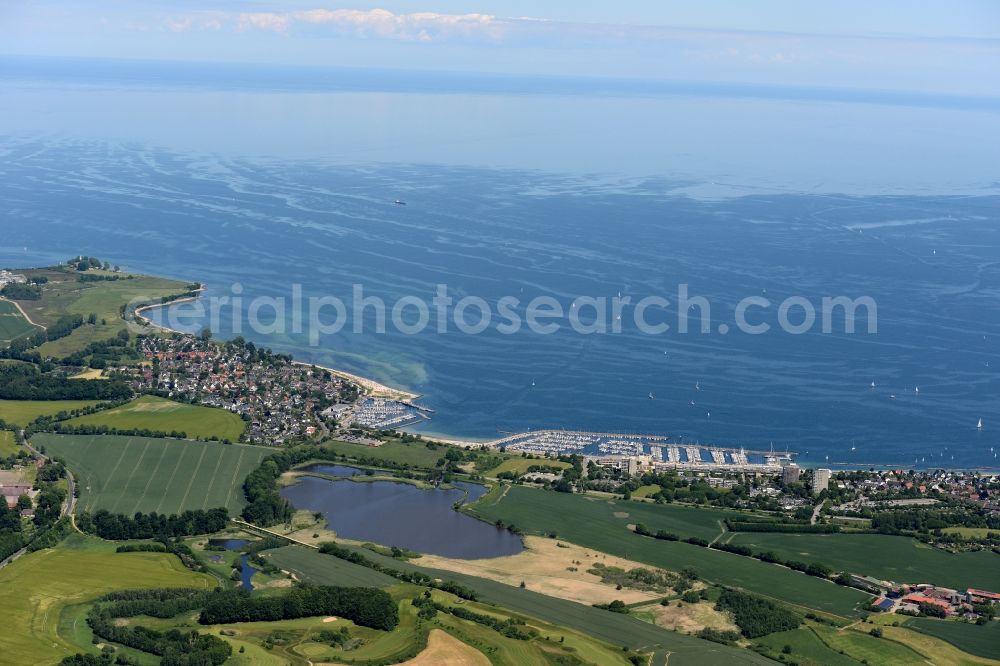 Aerial image Strande - Townscape on the seacoast of Baltic Sea in Strande in the state Schleswig-Holstein