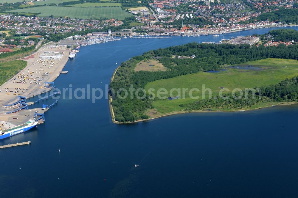 Travemünde from above - Townscape on the seacoast of Baltic Sea in Travemuende in the state Schleswig-Holstein