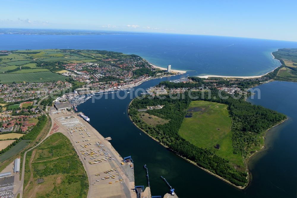 Travemünde from above - Townscape on the seacoast of Baltic Sea in Travemuende in the state Schleswig-Holstein