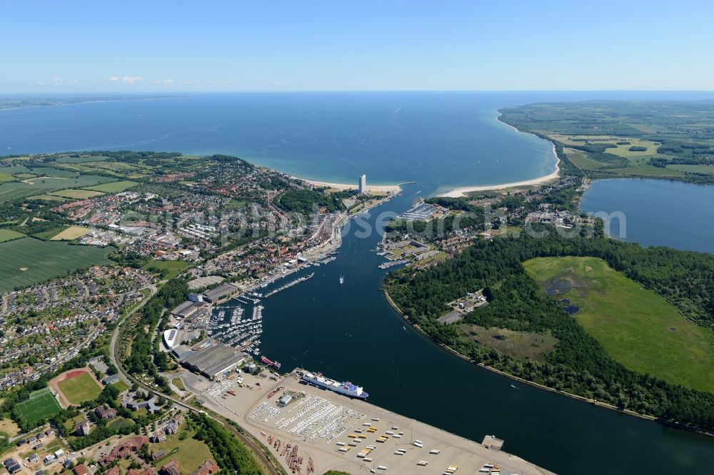 Travemünde from above - Townscape on the seacoast of Baltic Sea in Travemuende in the state Schleswig-Holstein