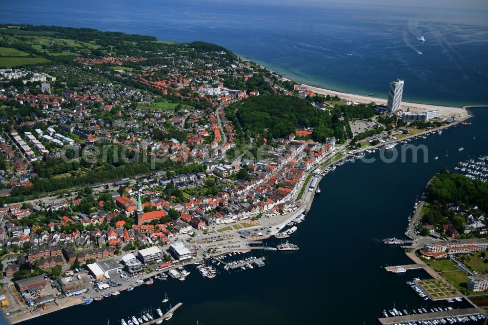 Travemünde from above - Townscape on the seacoast of Baltic Sea in Travemuende in the state Schleswig-Holstein, Germany