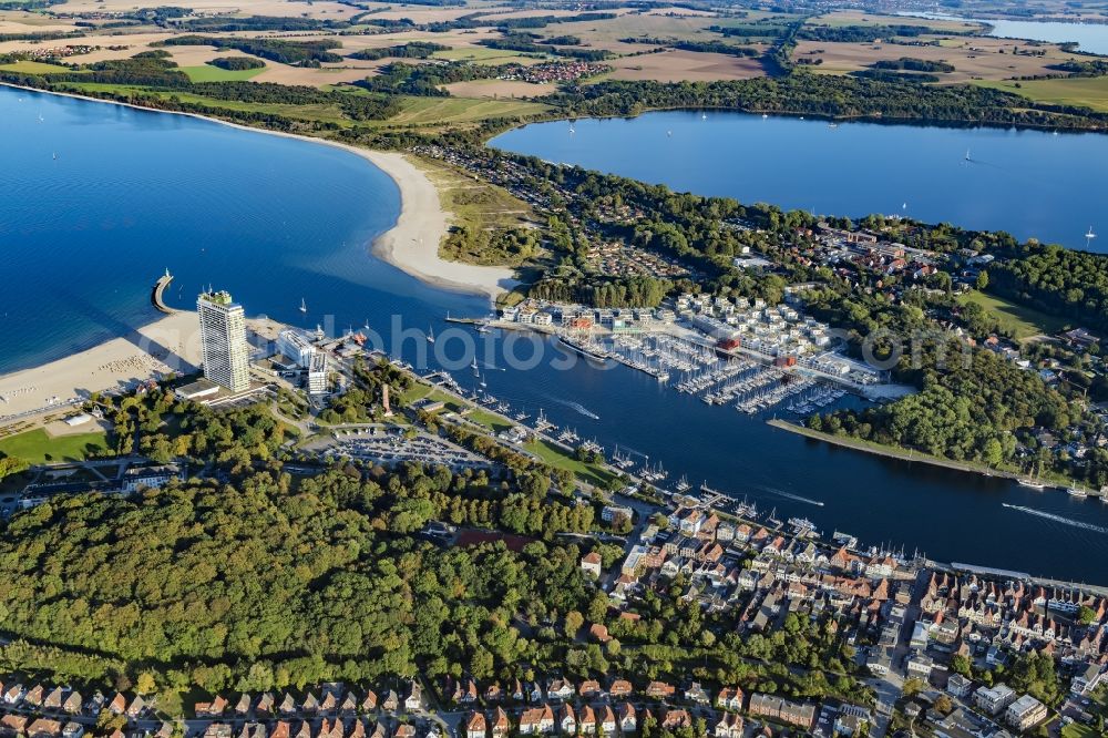 Aerial photograph Lübeck - Townscape on the seacoast of Baltic Sea in Travemuende in the state Schleswig-Holstein, Germany