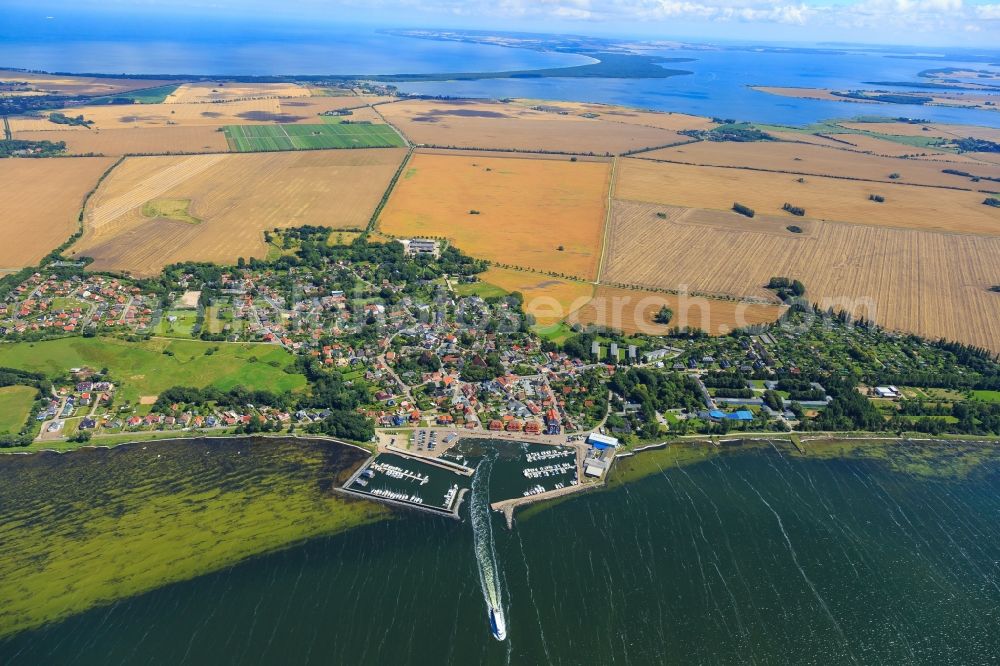 Wiek from the bird's eye view: Townscape on the seacoast of of Baltic Sea in Wiek in the state Mecklenburg - Western Pomerania, Germany