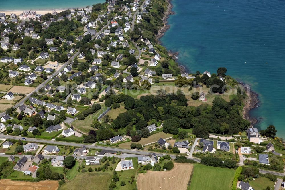 Saint-Cast-le-Guildo from above - Townscape on the seacoast of on Pointe de la Garde in Saint-Cast-le-Guildo in Brittany, France