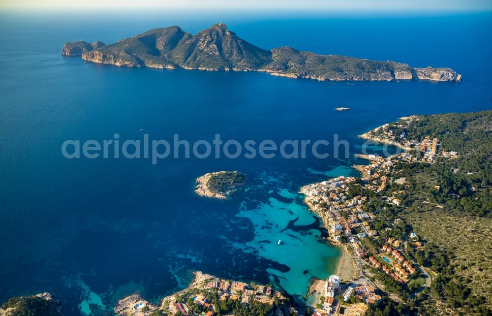 Aerial photograph Sant Elm - Townscape on the seacoast in Sant Elm in Balearische Insel Mallorca, Spain