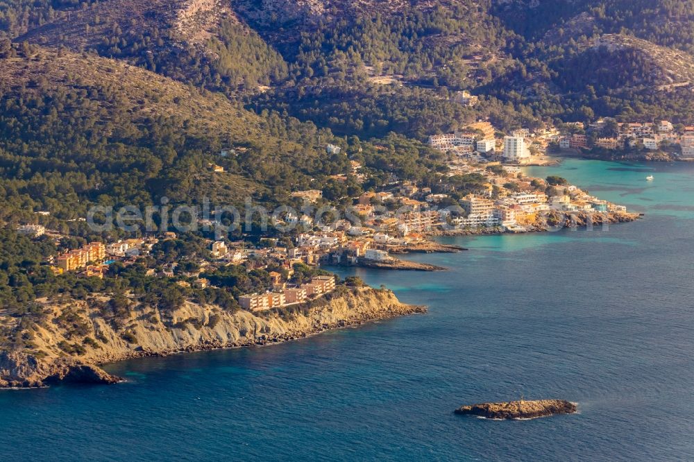 Aerial photograph Sant Elm - Townscape on the seacoast in Sant Elm in Balearische Insel Mallorca, Spain