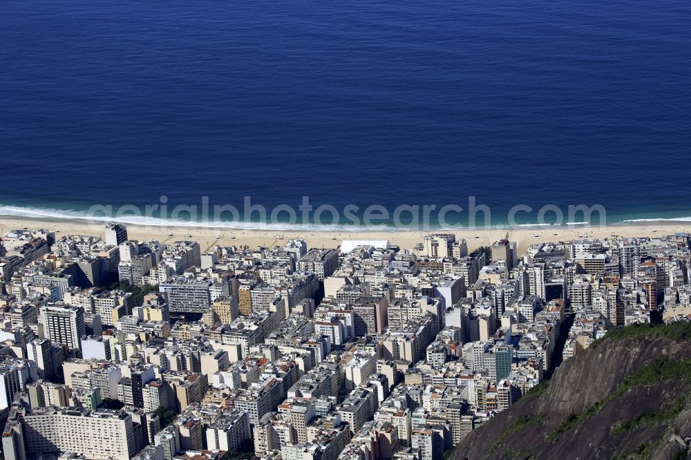 Rio de Janeiro from the bird's eye view: Townscape on the seacoast of South Atlantic in Rio de Janeiro in Brazil