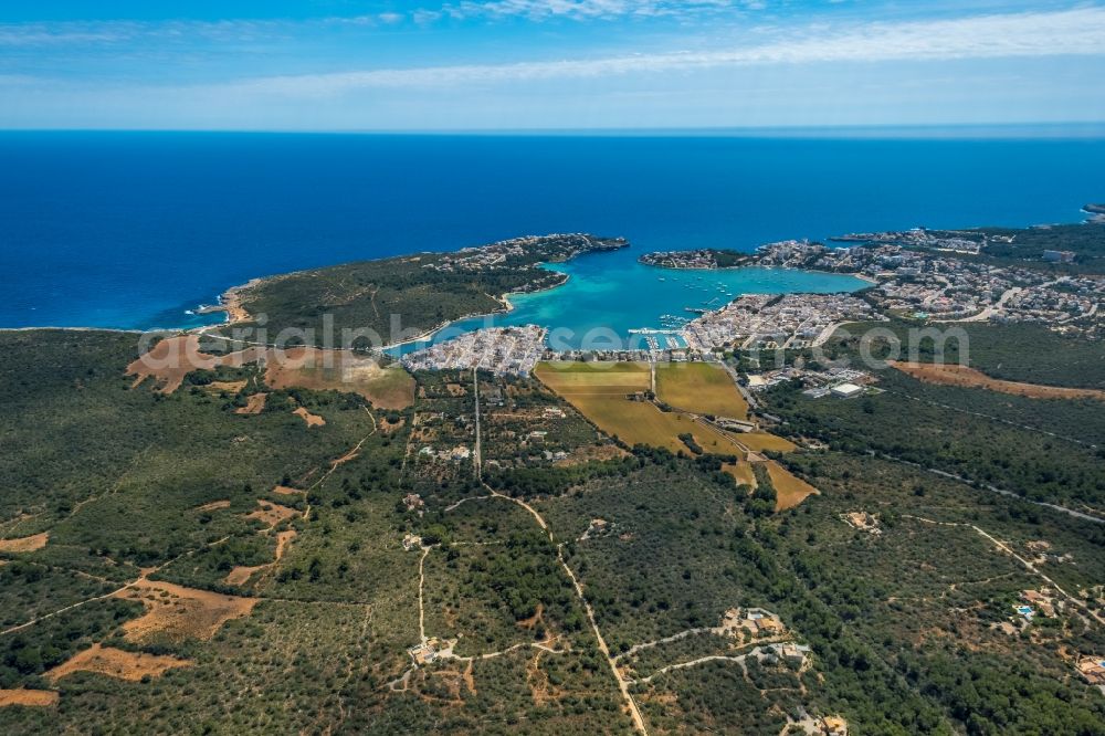 Portocolom from above - Townscape on the seacoast with Yachthafen in Portocolom in Balearic island of Mallorca, Spain