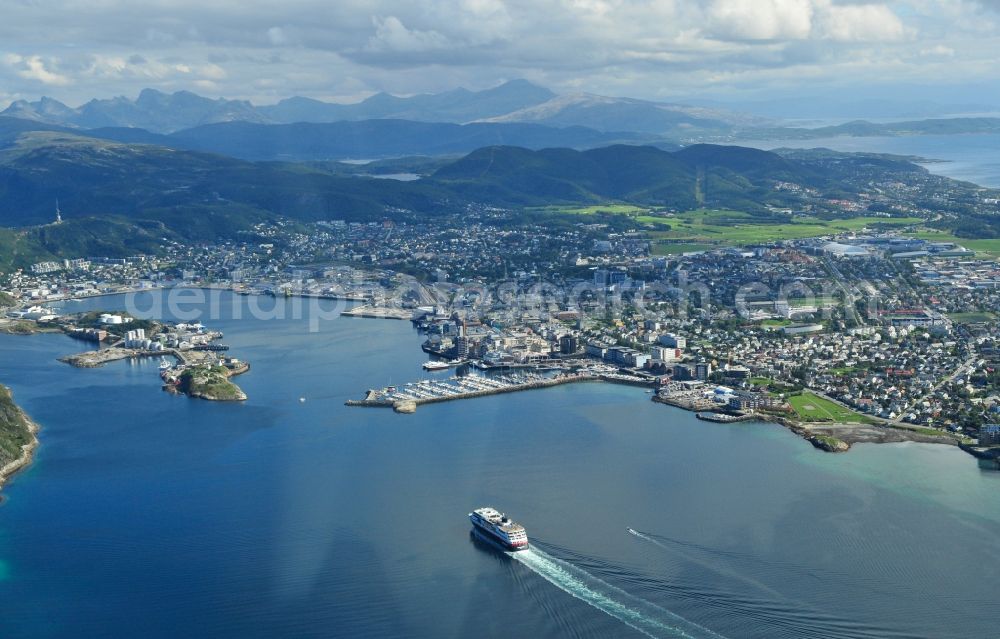 Bodo from above - View of the bay Vestfjord near Bodo in the province of Nordland in Norway