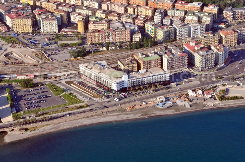 Salerno from the bird's eye view: View of the seashore of the city Salerno in the homonymous province in Italy