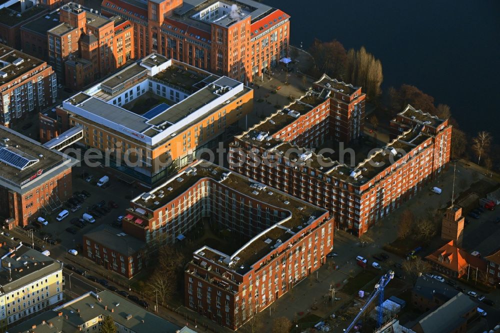 Berlin from above - Residential area of a multi-family housing estate Paula-Hirschfeld-Steig - Frieda-Arnheim-Promenade - Brauereihof in the district of Hakenfeldein Berlin, Germany