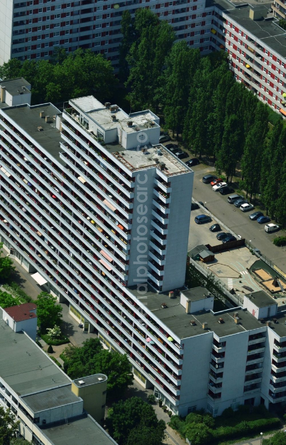 Berlin from above - Multi-family house high - rise building line at the Bismarckstrasse in the Charlottenburg district of Berlin