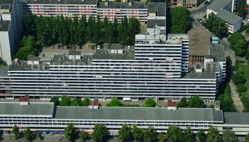 Berlin from above - Multi-family house high - rise building line at the Bismarckstrasse in the Charlottenburg district of Berlin