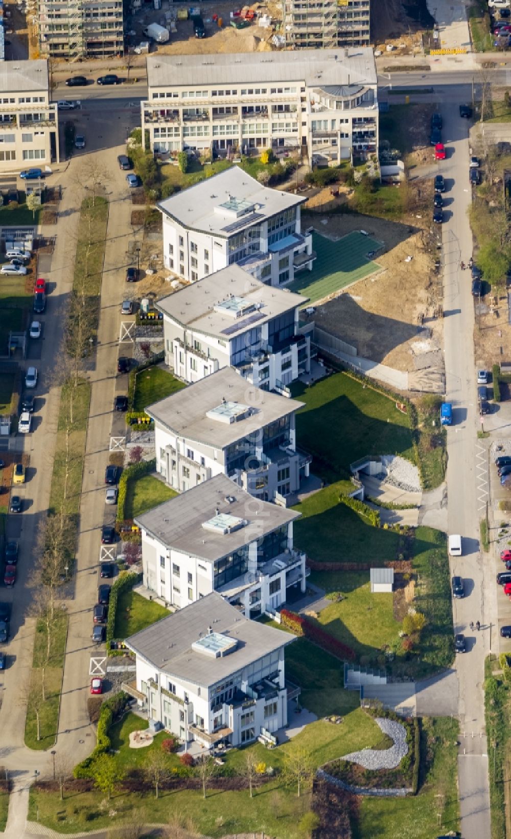 Aerial photograph Dortmund - View Multi-dwelling construction of town houses in the residential area in the city crown-east district of Dortmund in North Rhine-Westphalia