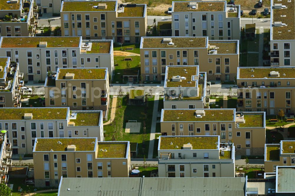 Aerial image Dresden - Multi-family house residential complex Alberstadt-Ost on Marienstrasse - Stauffenbergallee in the district of Albertstadt in Dresden in the federal state of Saxony, Germany