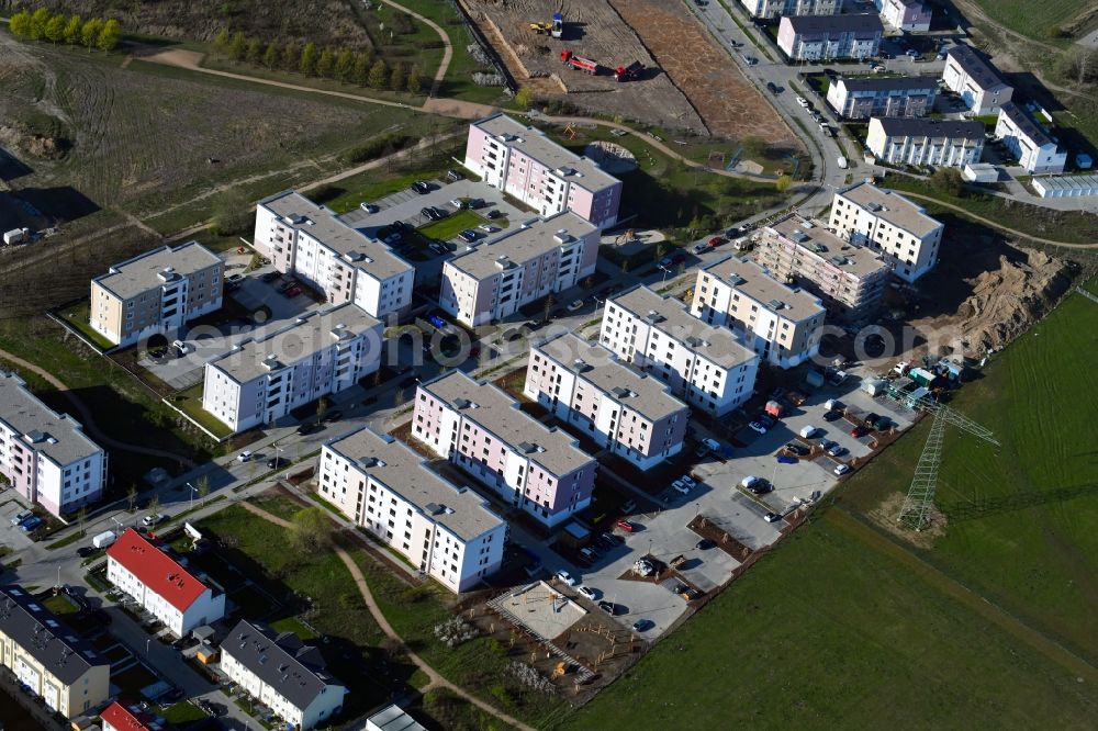 Aerial image Schönefeld - New multi-family residential complex of Bonava Deutschland GmbH on Bertolt-Brecht-Allee in Schoenefeld in the state Brandenburg, Germany