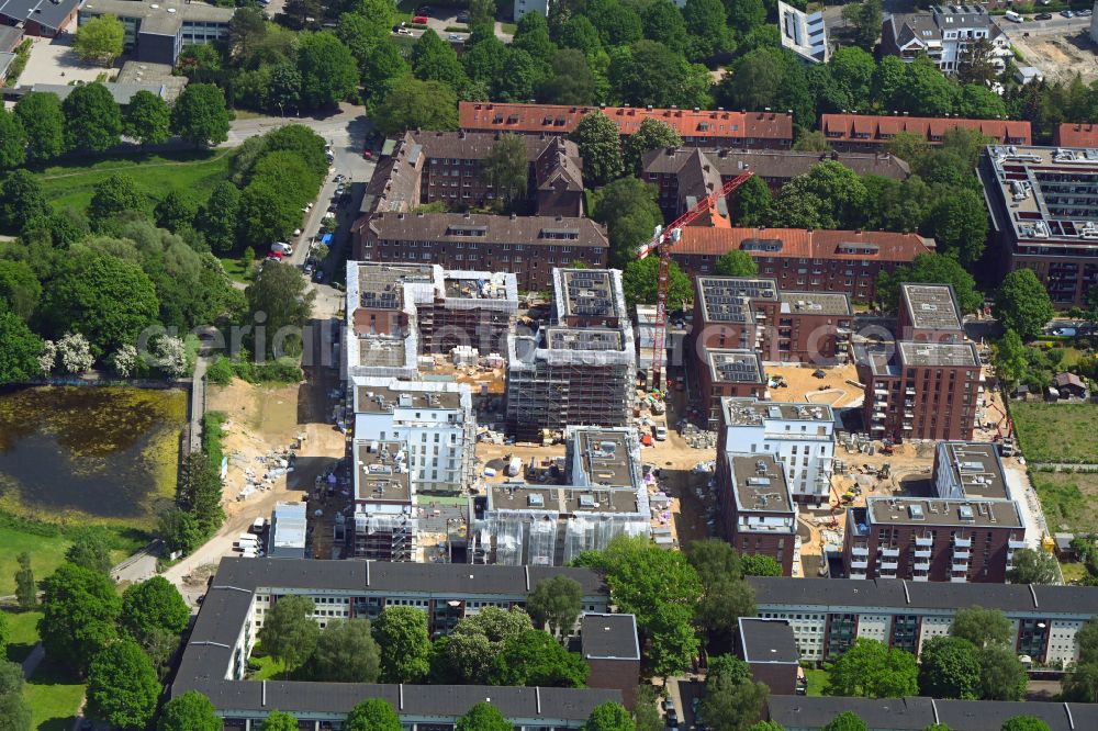 Hamburg from above - Construction site to build a new multi-family residential complex Dieselstrasse - Ivensweg in the district Barmbek in Hamburg, Germany