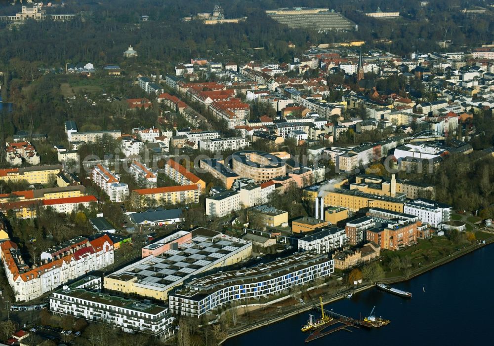 Aerial image Potsdam - Multi-family residential complex Havelwelle on Zeppelinstrasse in the district Westliche Vorstadt in Potsdam in the state Brandenburg, Germany