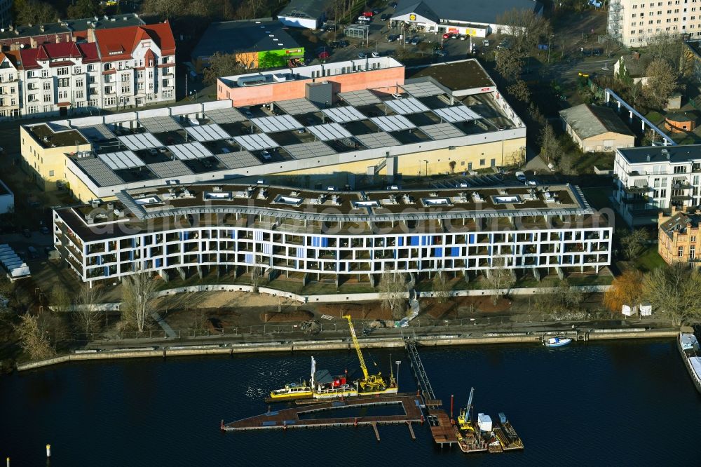 Potsdam from above - Multi-family residential complex Havelwelle on Zeppelinstrasse in the district Westliche Vorstadt in Potsdam in the state Brandenburg, Germany