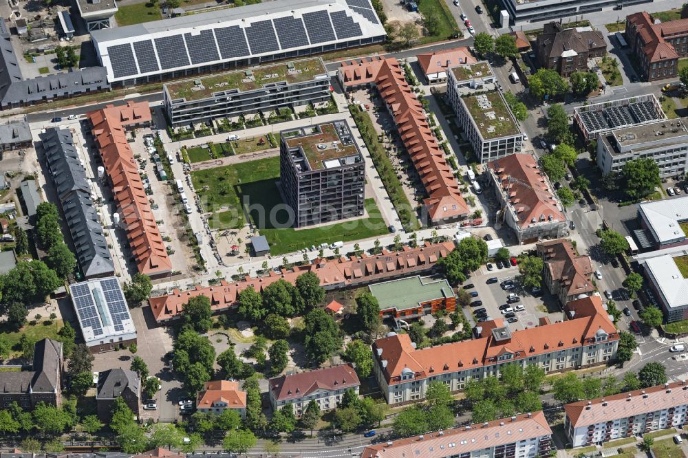 Aerial image Karlsruhe - Multi-family residential complex HOFGARTEN KARREE on Kussmaulstrasse in Karlsruhe in the state Baden-Wurttemberg, Germany