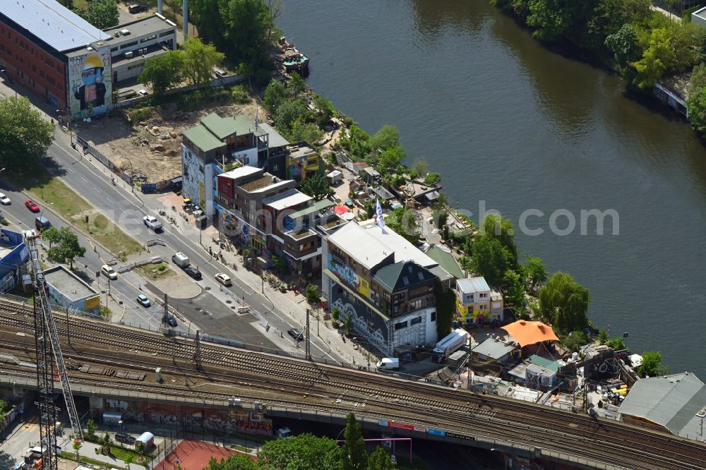 Aerial photograph Berlin - Build a new multi-family residential complex on Holzmarktstrasse in the district Friedrichshain in Berlin, Germany