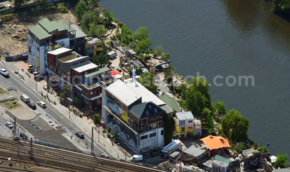 Berlin from above - Build a new multi-family residential complex on Holzmarktstrasse in the district Friedrichshain in Berlin, Germany