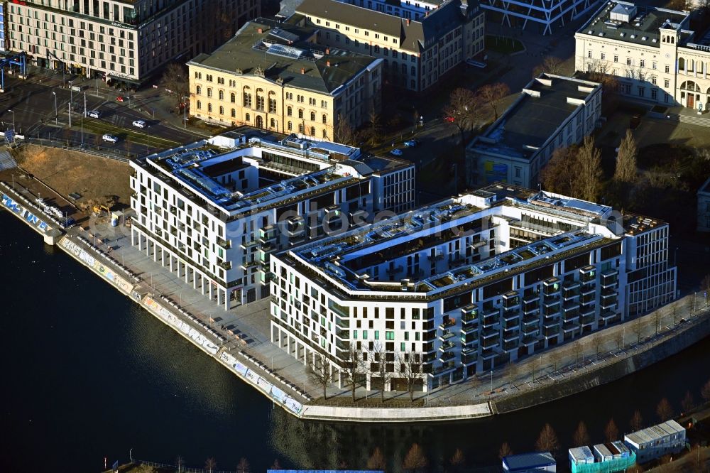 Berlin from above - Multi-family residential complex on Invalidenstrasse on Humboldthafen in Berlin, Germany