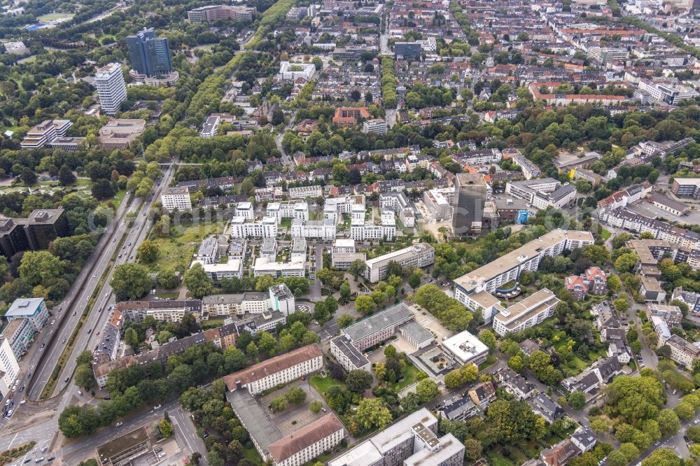 Dortmund from above - Construction site to build a new multi-family residential complex Maerkische Strasse - Benno-Jacob-Strasse - Kronenstrasse in Dortmund in the state North Rhine-Westphalia, Germany