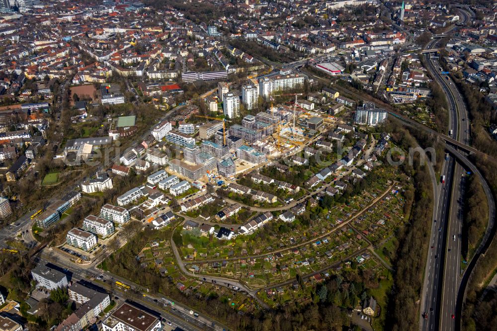 Aerial photograph Essen - New multi-family residential complex Parc Dunant on Henri-Dunant-Strasse in the district Ruettenscheid in Essen at Ruhrgebiet in the state North Rhine-Westphalia, Germany