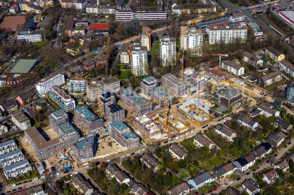 Essen from above - New multi-family residential complex Parc Dunant on Henri-Dunant-Strasse in the district Ruettenscheid in Essen at Ruhrgebiet in the state North Rhine-Westphalia, Germany