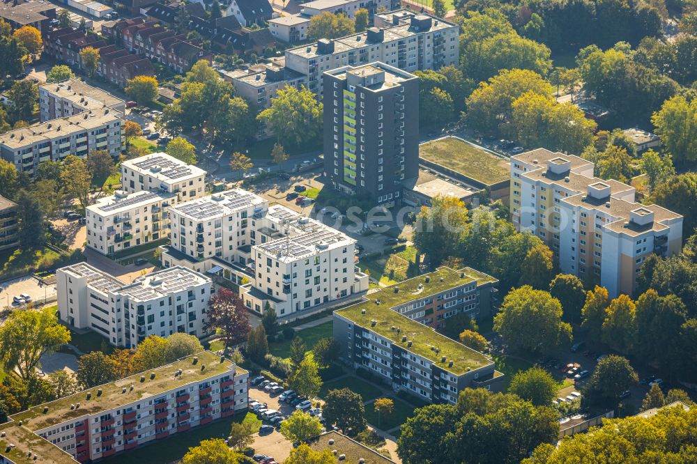 Unna from the bird's eye view: New multi-family residential complex Parkquartier Koenigsborn on Potsdamer Strasse in the district Koenigsborn in Unna in the state North Rhine-Westphalia, Germany