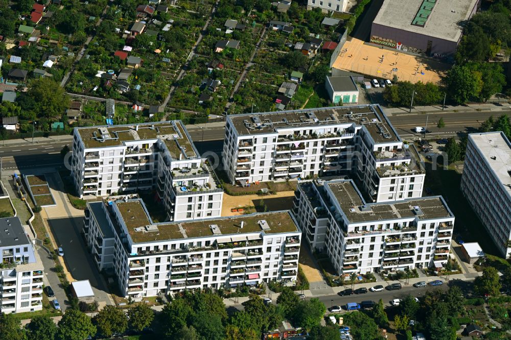 Dresden from the bird's eye view: Multi-family residential complex QUARTIER STRIESEN PLUS along the Glashuetter Strasse and Schandauer Strasse in the district Striesen in Dresden in the state Saxony, Germany