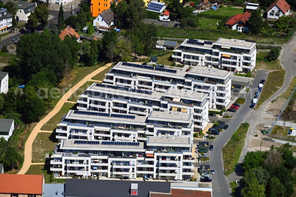 Aerial image Berlin - Construction site to build a new multi-family residential complex An der Schule destrict Mahlsdorf in Berlin