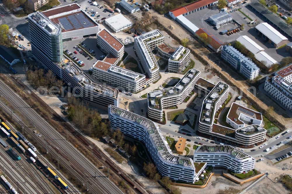 Aerial image München - Multi-family residential complex Wohnanlage Baumkirchen Mitte on Hermann-Weinhauser-Strasse in Munich in the state Bavaria, Germany