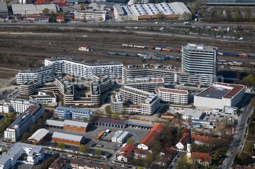 Aerial photograph München - Multi-family residential complex Wohnanlage Baumkirchen Mitte on Hermann-Weinhauser-Strasse in Munich in the state Bavaria, Germany