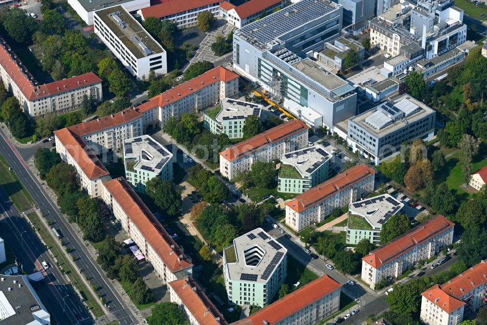 Aerial photograph Dresden - Multi-family residential complex in the former inner courtyard of Seidnitzer Strasse - Grunaer Strasse in the district of Pirnaische Vorstadt in Dresden in the federal state of Saxony, Germany