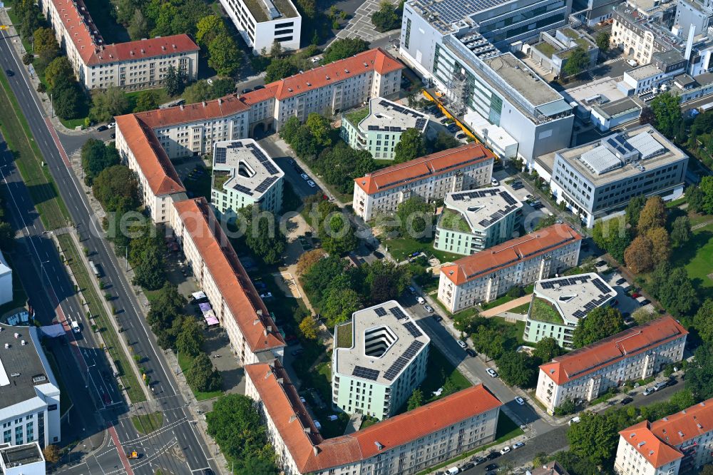 Dresden from above - Multi-family residential complex in the former inner courtyard of Seidnitzer Strasse - Grunaer Strasse in the district of Pirnaische Vorstadt in Dresden in the federal state of Saxony, Germany