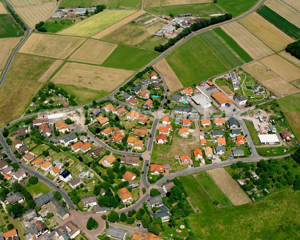 Albach from the bird's eye view: Residential area of a multi-family house settlement in Albach in the state Hesse, Germany