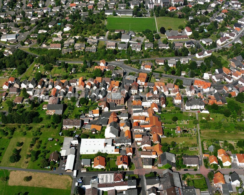 Aerial photograph Annerod - Residential area of a multi-family house settlement in Annerod in the state Hesse, Germany