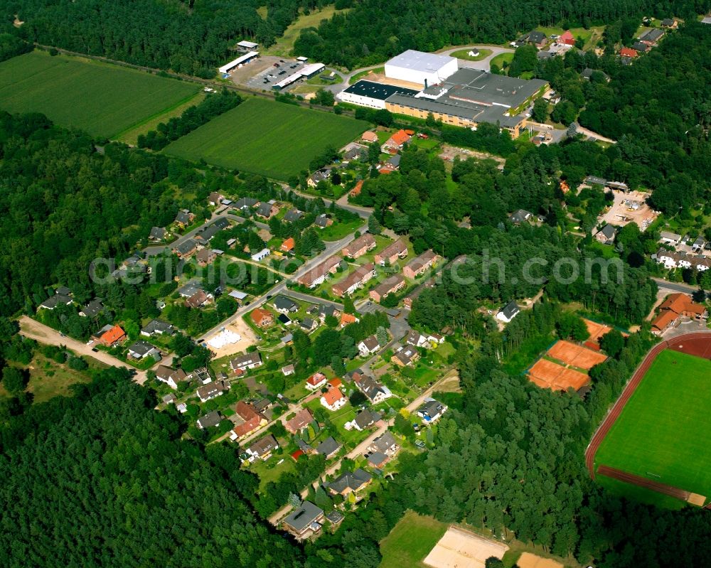 Aerial image Büchen - Residential area of a multi-family house settlement in Büchen in the state Schleswig-Holstein, Germany